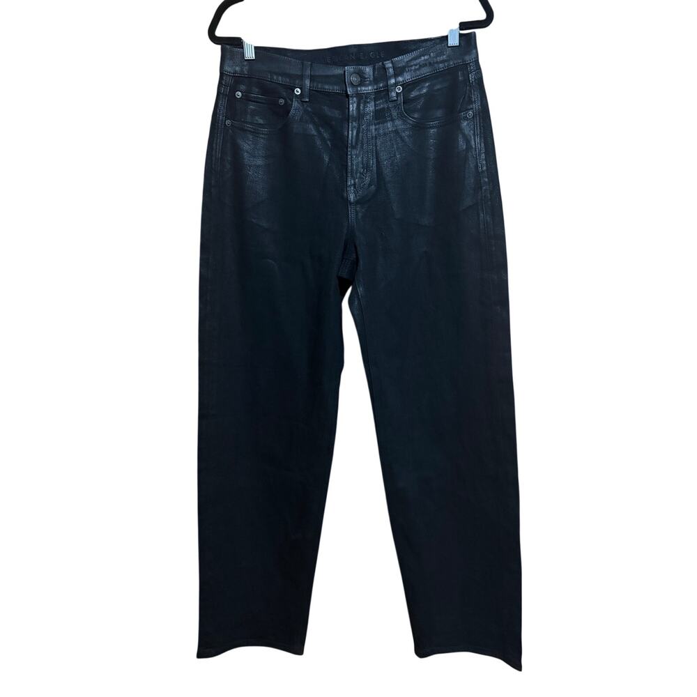 American Eagle NWT Super High-Rise Baggy Straight jeans in coated black 8 long‎ - Picture 3 of 7